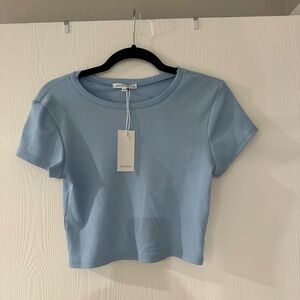 Blue Ribbed Women's Top